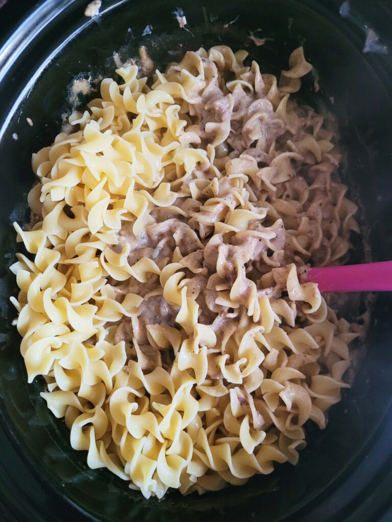 ADDING PASTA TO BEEF STROGANOFF