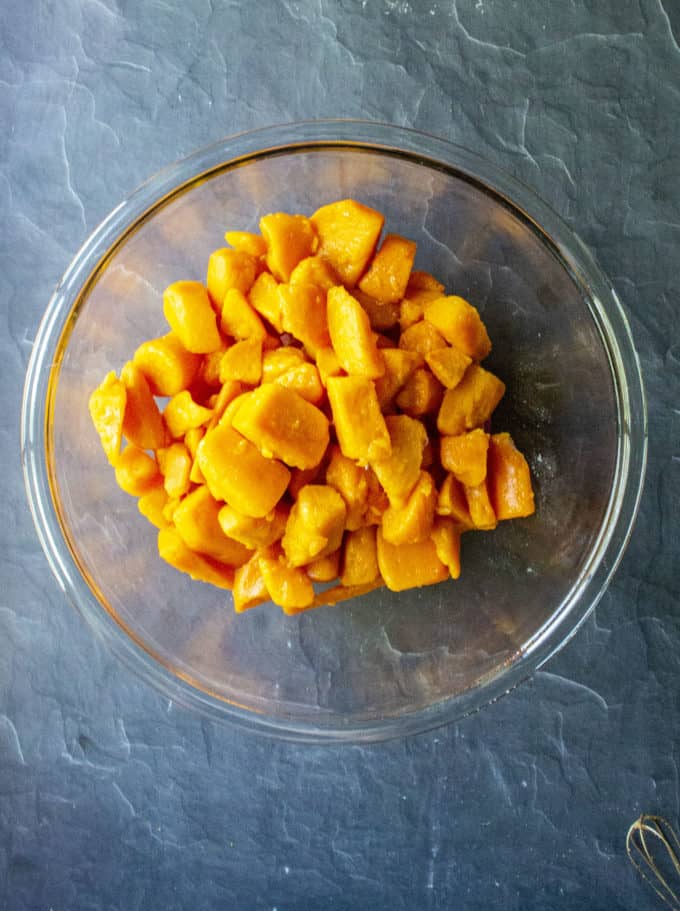 canned sweet potatoes in a bowl