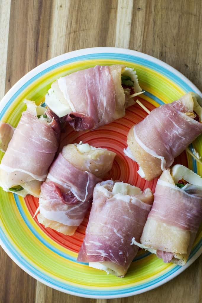 30 Minute Stuffed Chicken Roll Ups on a plate