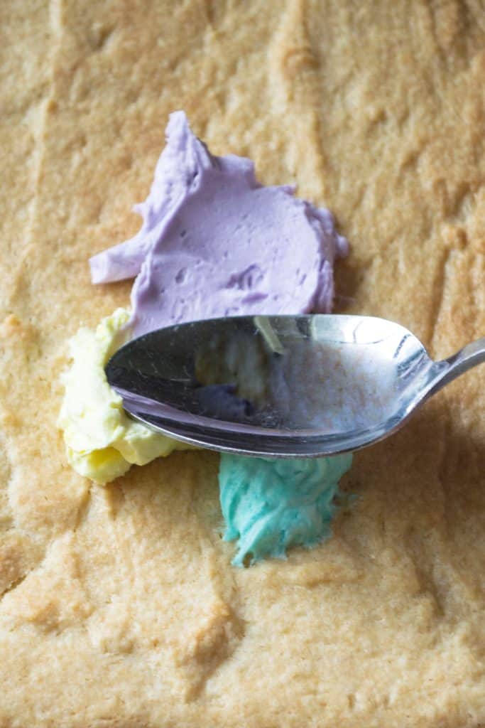 Frosted Sugar Cookie Bars dollops of frosting
