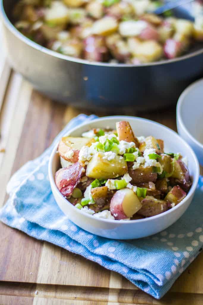 Skillet Red Potatoes with Bacon and Feta 