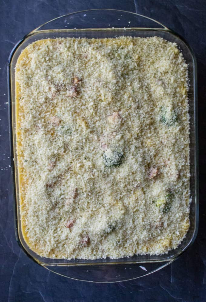 casserole with breadcrumb topping