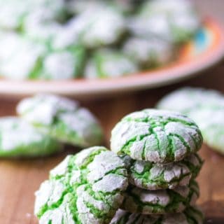 Green Christmas Crinkle Cookies stacked