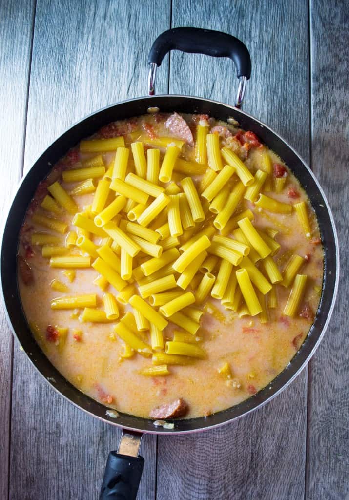 One Pot Jalapeno Sausage Pasta Skillet