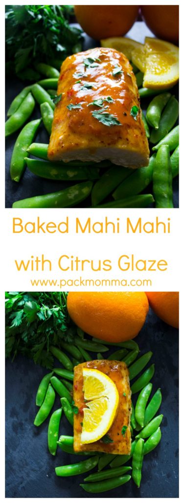 Baked Mahi Mahi with Citrus Glaze | This easy healthy dinner recipe Baked Mahi Mahi with Citrus Glaze is nutritious and delicious! | packmomma.com