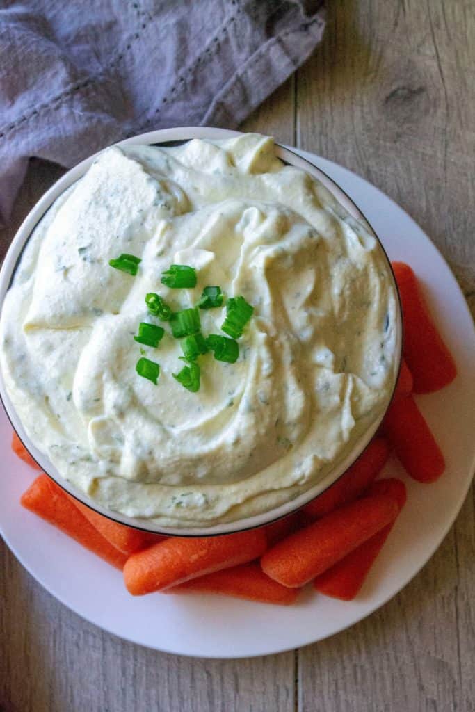 Homemade Ranch Veggie Dip with veggies