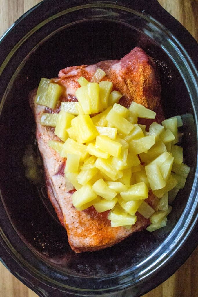 Slow Cooker Hawaiian Pulled Pork Sandwich pork and pineapples