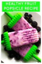 Healthy Fruit Popsicle Recipes are the perfect healthy sweet treat to help you keep cool when the weather warms up. Made with fresh blackberries, peaches and Greek yogurt, this Healthy Fruit Popsicle Recipe is easy, healthy and super delicious! | A Wicked Whisk | https://www.awickedwhisk.com #fruitpopsicle #greekyogurtpopsicle #healthypopsicle #easyhomemadepopsicle #homemadepopsicle #healthyfruitpopsicle #blackberrydessert #blackberrypopsicle #healthydessert #greekyogurtbreakfast