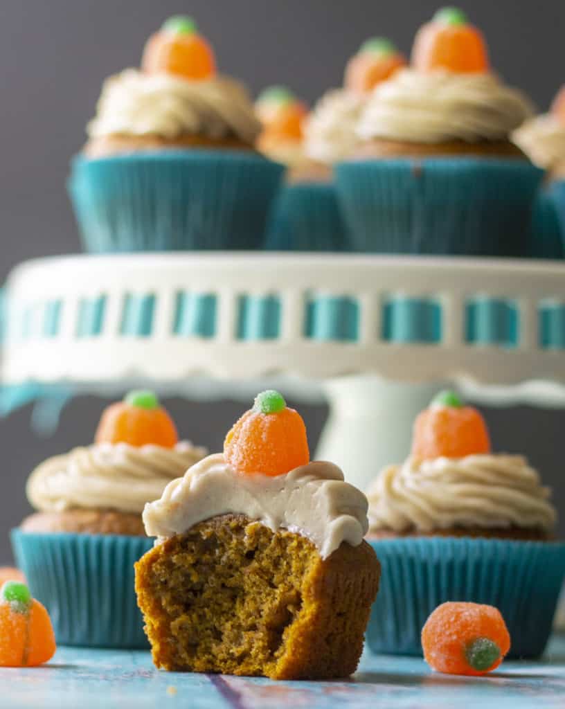 pumpkin muffin with a bite taken out