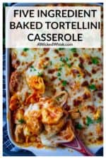 Baked Tortellini Casserole is the ultimate easy comfort food dinner! Made with frozen cheese tortellini, Italian sausage and your favorite jar of spaghetti sauce, this easy FIVE ingredient meal serves up all the flavor you want with a lot less work! A Wicked Whisk #bakedtortellini #bakedtortellinicasserole #easybakedtortellini #easybakedtortellinidinners #bakedtortelliniwithsausage #noboilbakedtortellini #bakedtortellinicasseroleitaliansausages #bakedtortellinicasseroleeasyrecipes