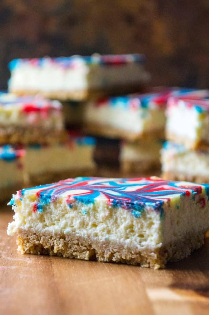 Red White and Blue Cheesecake Bars piece