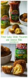 Fried Salsa Verde Macaroni and Cheese Balls | Fried Salsa Verde Macaroni and Cheese Balls are perfect Game Day appetizers with a crispy outside and creamy cheesy southwest mac n cheese on the inside! #MakeGameTimeSaucy #CollectiveBias #Ad | Pack Momma | www.awickedwhisk.com