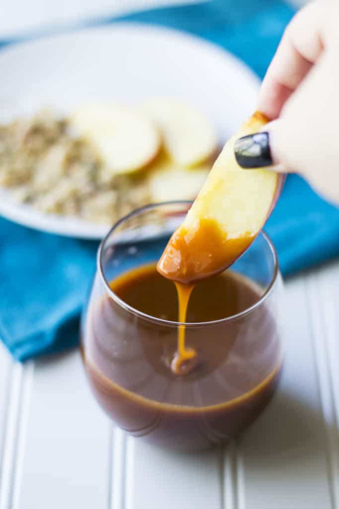 Bourbon Salted Caramel Sauce | Bourbon Salted Caramel Sauce is a sweet velvety sauce perfect for dessert cakes, cookies, pies, ice cream and just about anything else you can think of! | Pack Momma | https://www.awickedwhisk.com