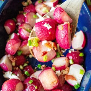 Roasted Radishes on a serving spoon