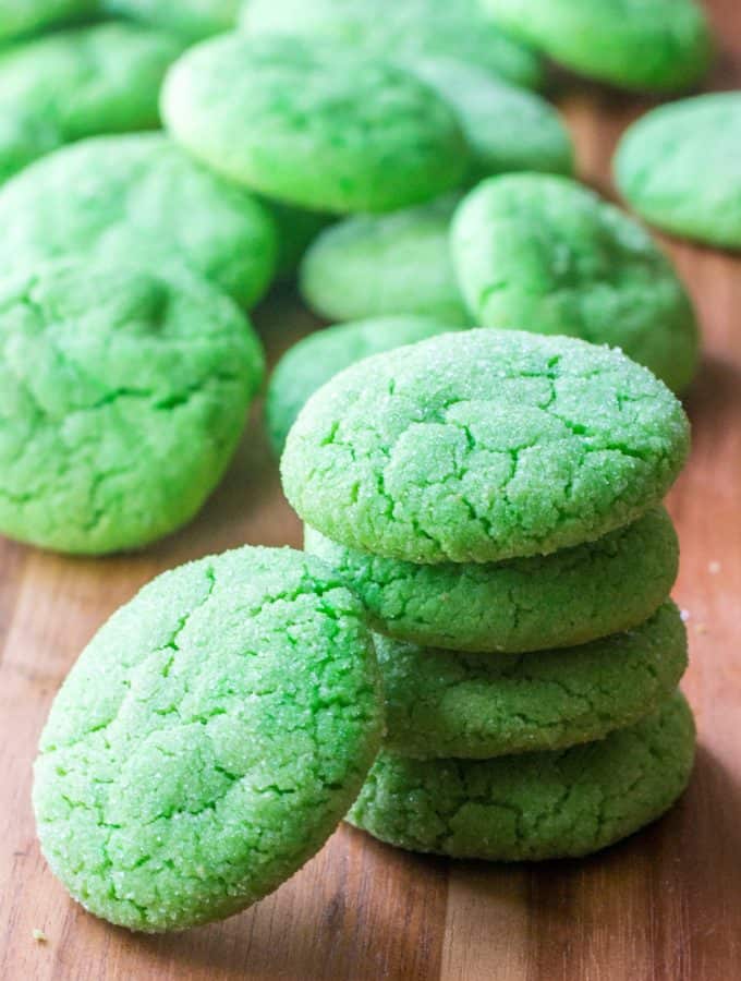 Green Soft Sugar Cookies stacked up