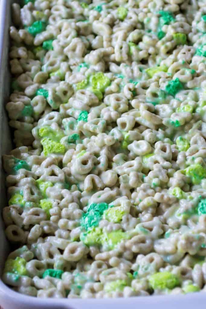 Lucky Charms Treats in a pan