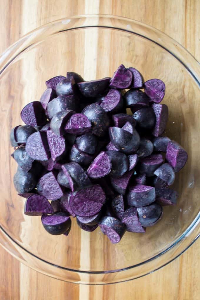 Skillet Garlic Purple Potatoes