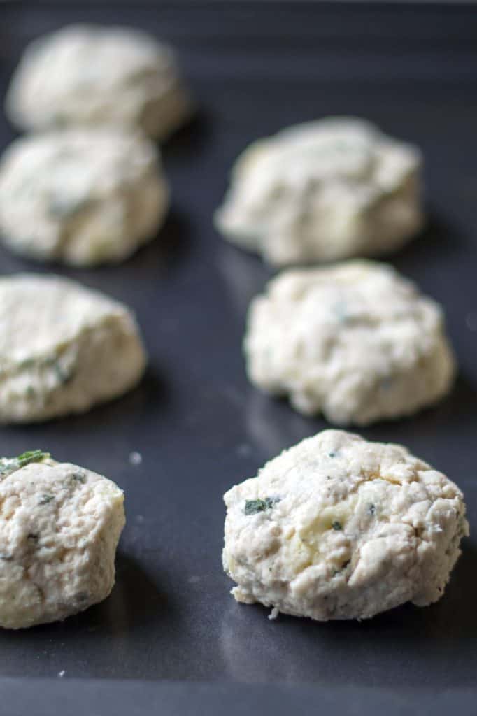 Sage Biscuits uncooked on a baking pan