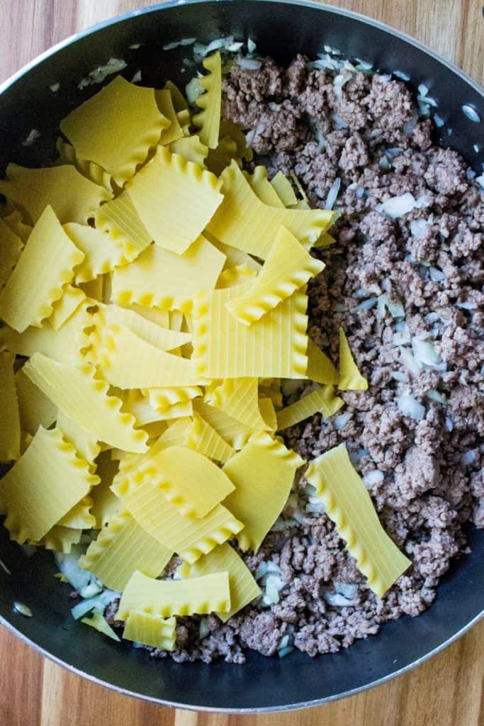 One Pot Lasagna Skillet noodles