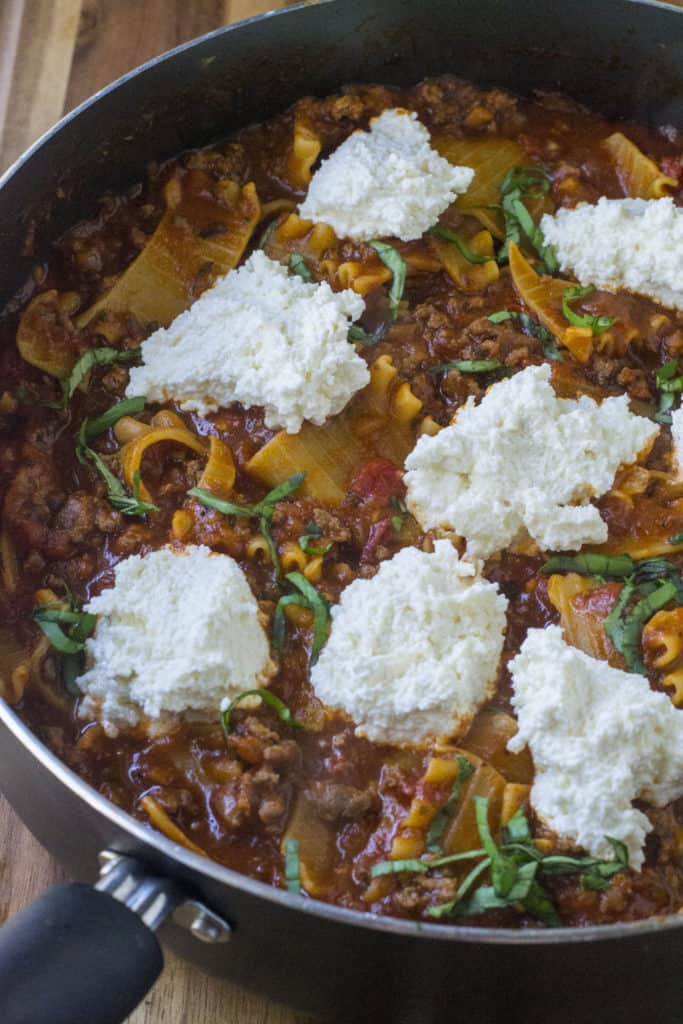 One Pot Lasagna Skillet ricotta cheese