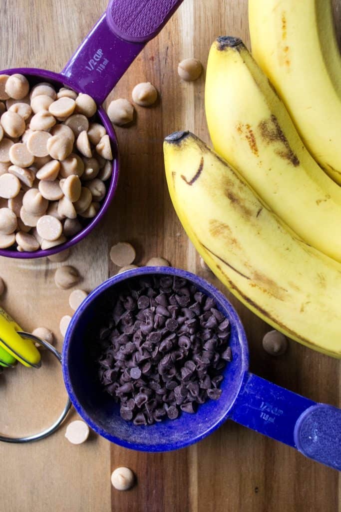 Chocolate Peanut Butter Banana Muffins chips