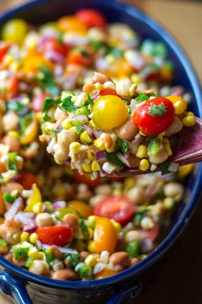 Easy Bean Salad on a spoon