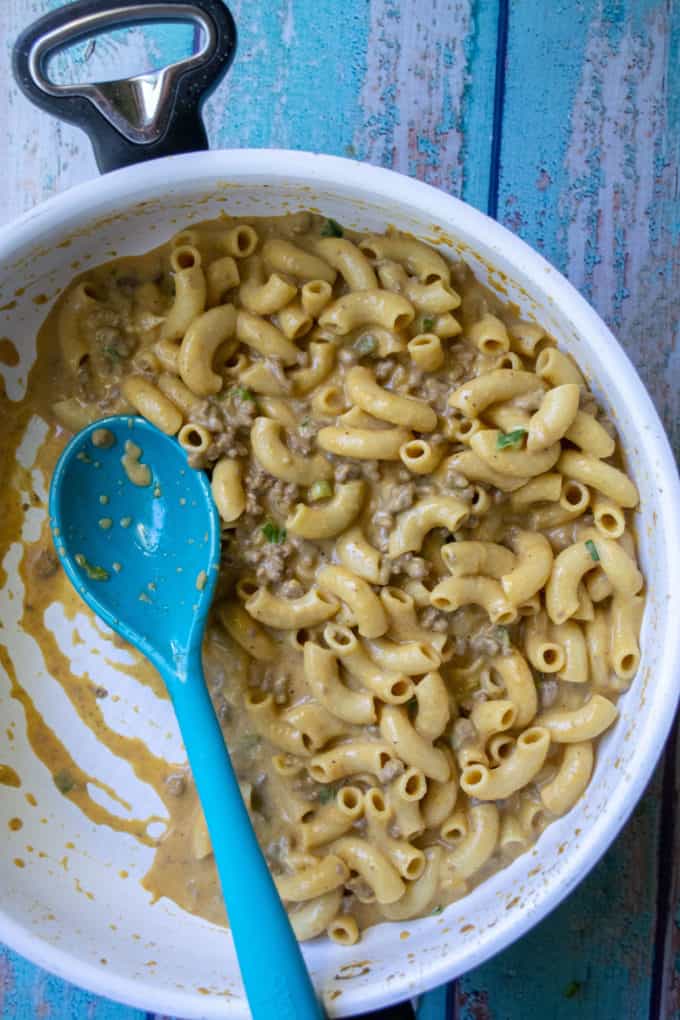 hamburger helper in a skillet