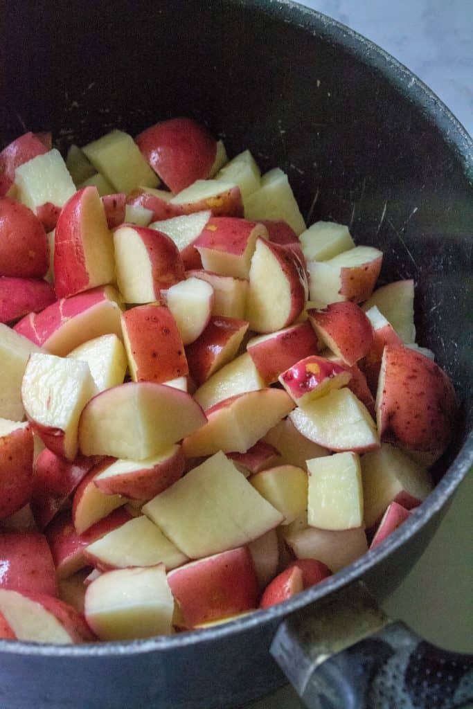 red potatoes in a pot