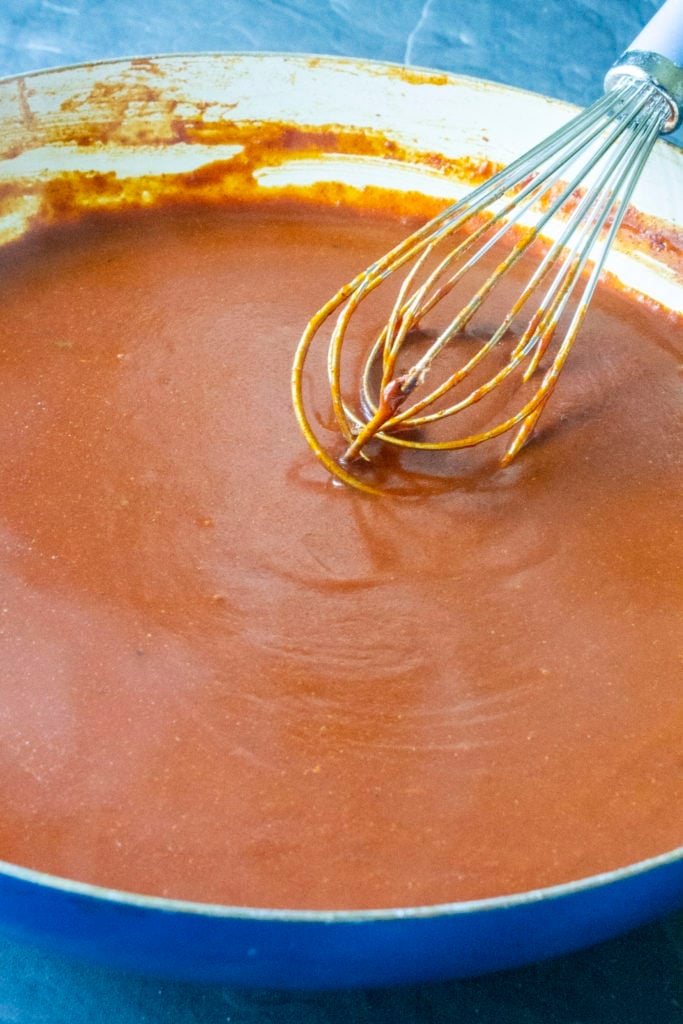 quick and easy enchilada sauce in a pan