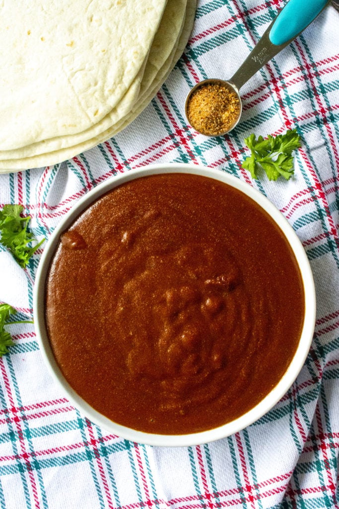 bowl of homemade enchilada sauce