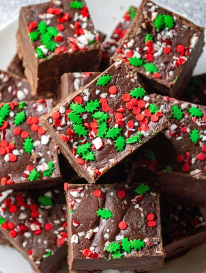 Chocolate Peppermint Fudge is a quick and easy fudge recipe that is creamy, thick and packed full of refreshing chocolate peppermint flavor. 