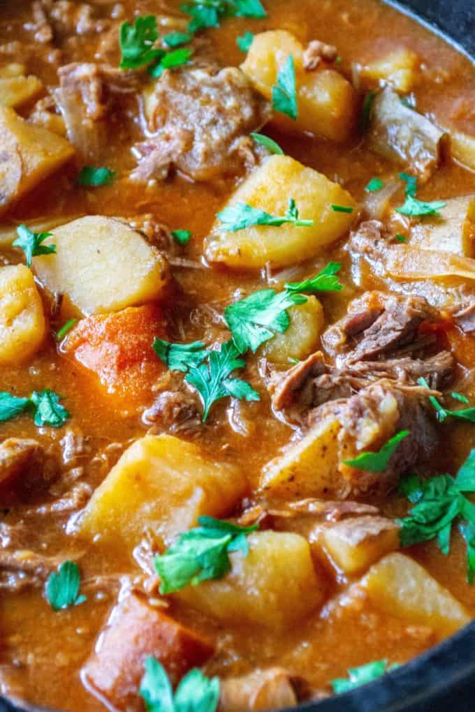 Slow Cooker Stew Meat and Potatoes | A Wicked Whisk