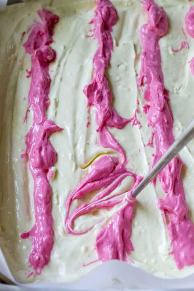 pink swirled cheesecake