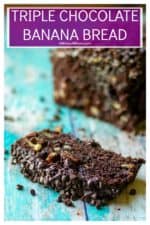 Triple Chocolate Banana Bread is super moist banana bread with TRIPLE chocolate throughout. Super easy chocolate banana bread speckled with mini chocolate chips and then slathered in homemade chocolate buttercream frosting makes this Triple Chocolate Banana Bread a chocolate lovers dream! | A Wicked Whisk #bananabread #chocolatebananabread #moistchocolatebananabread #easybananabreadrecipe #triplechocolatebananabread #chocolatebananabreadrecipe #darkchocolatebananabread