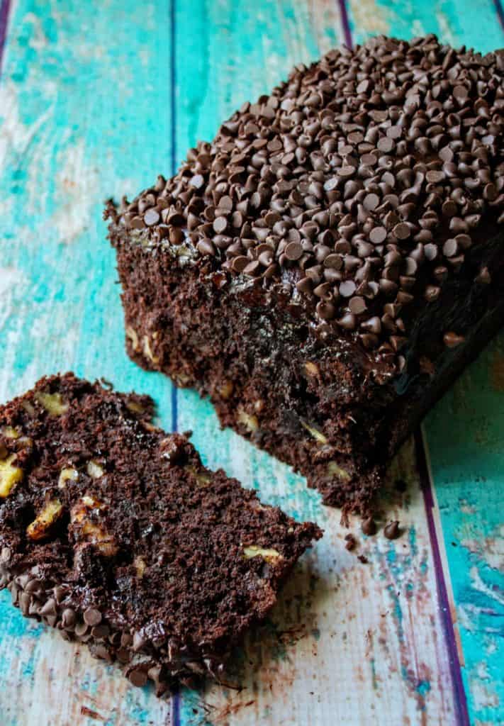 Triple Chocolate Banana Bread slice