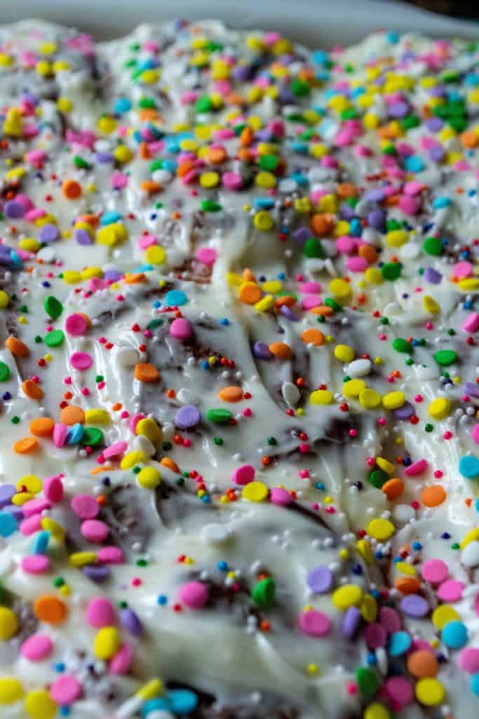 Funfetti Cinnamon Rolls frosted