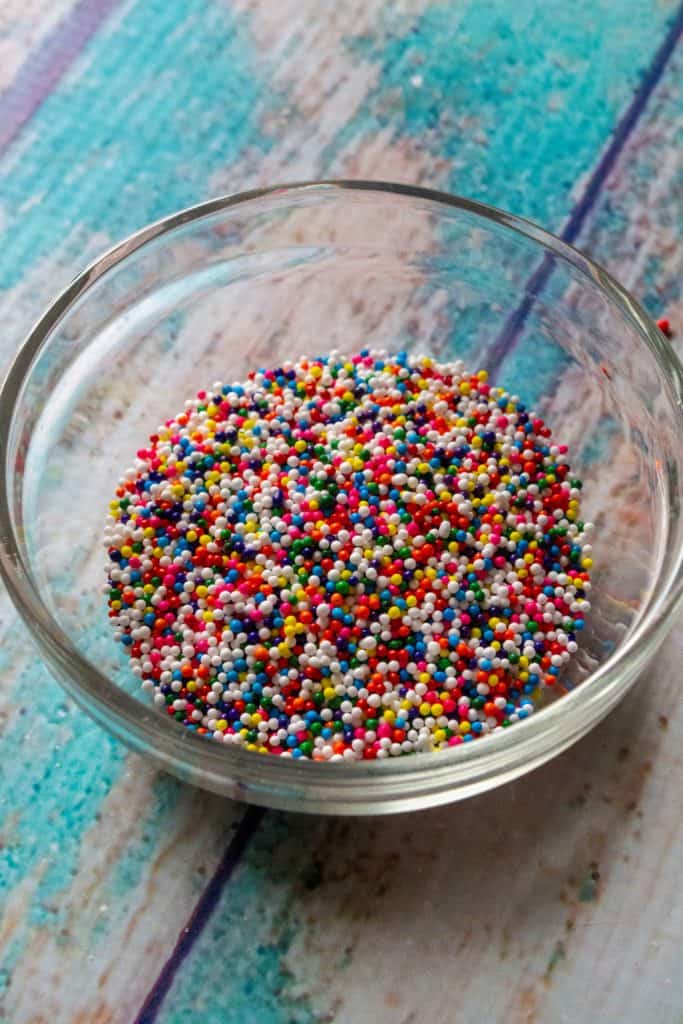 Funfetti Cinnamon Rolls nonpareil sprinkles