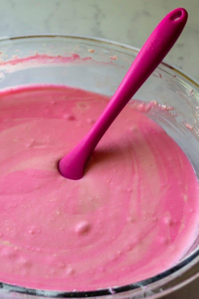 Pink Lemonade Cake pink batter | A Wicked Whisk