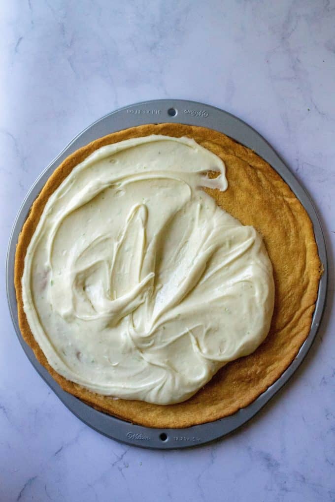 Fourth of July Fruit Pizza frosted