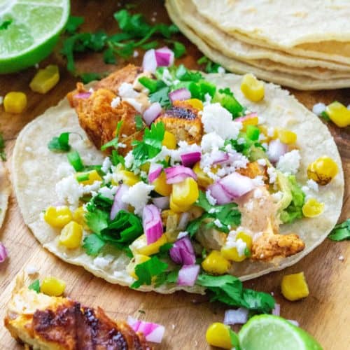Mexican Street Corn Chicken Tacos | A Wicked Whisk