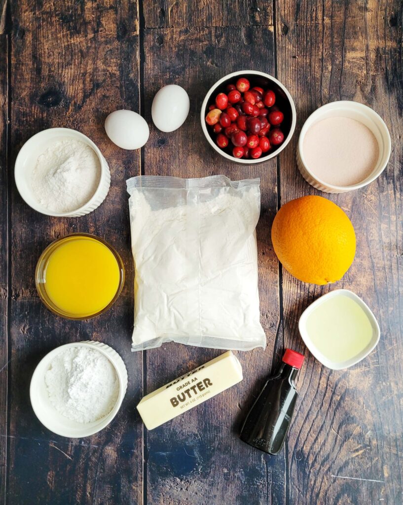 ingredients to make cranberry orange bundt cake