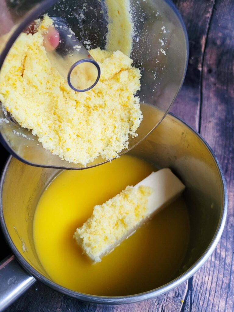 making the orange sugar butter for cranberry cake