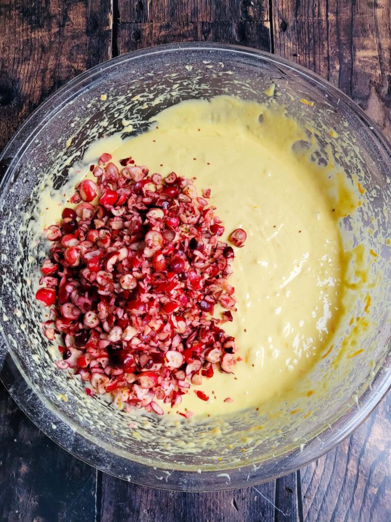 chopped cranberries with orange cake mix