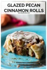 Glazed Cinnamon Buns are fluffy, gooey, glazed cinnamon buns made with pecans and homemade cream cheese icing. These make ahead cinnamon rolls are tender, flaky and the BEST! Perfect choice for breakfast or brunch. #cinnamonbuns #glazedcinnamonbuns #cinnamonbunsrecipehomemade #cinnamonbunsrecipeeasy #cinnamonbunsrecipebest #pecancinnamonbuns