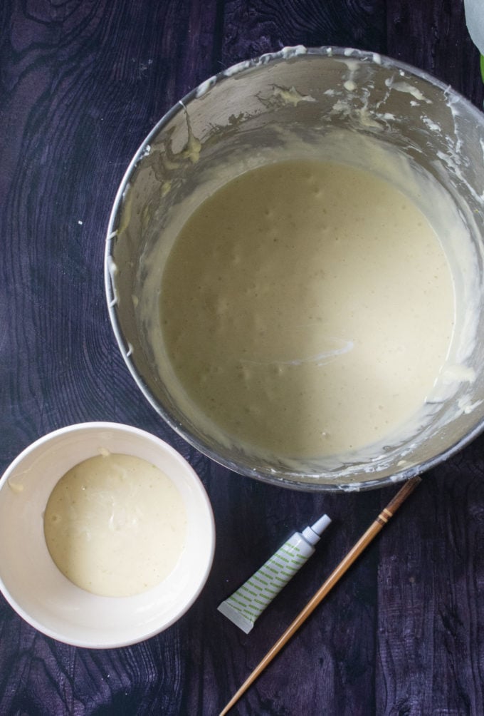 cheesecake batter in separate bowls