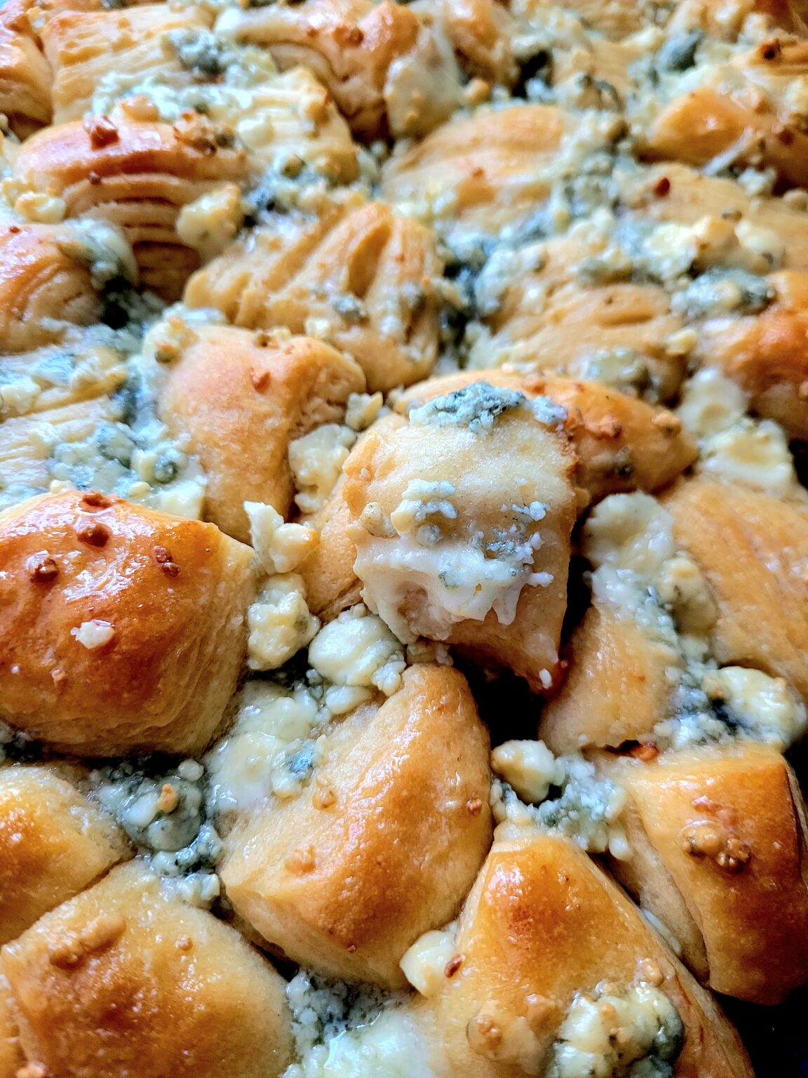 pan of baked blue cheese appetizers
