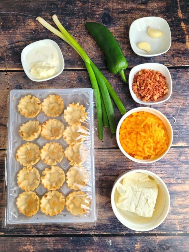 ingredients to make bite sized jalapeno poppers