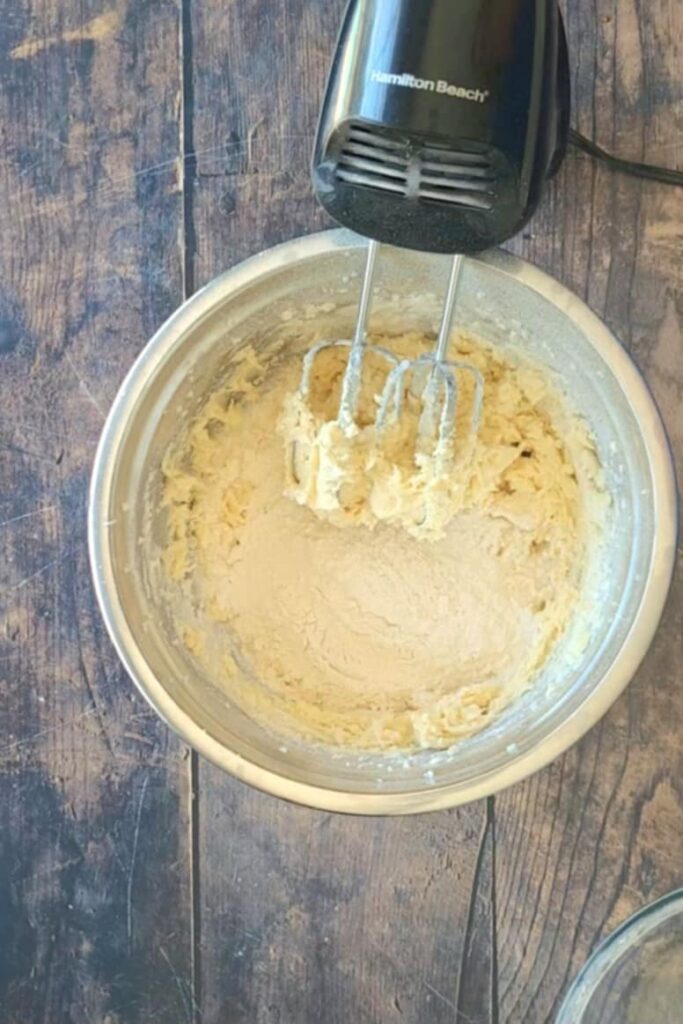 sugar cookie batter in a bowl