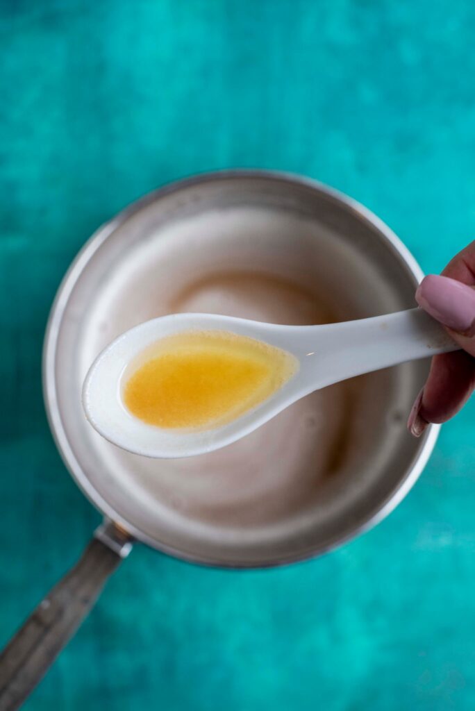 brown butter on a white spoon