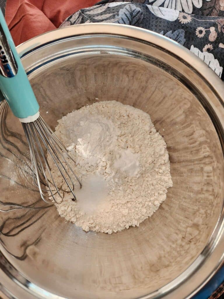 dry ingredients in a bowl for biscuits